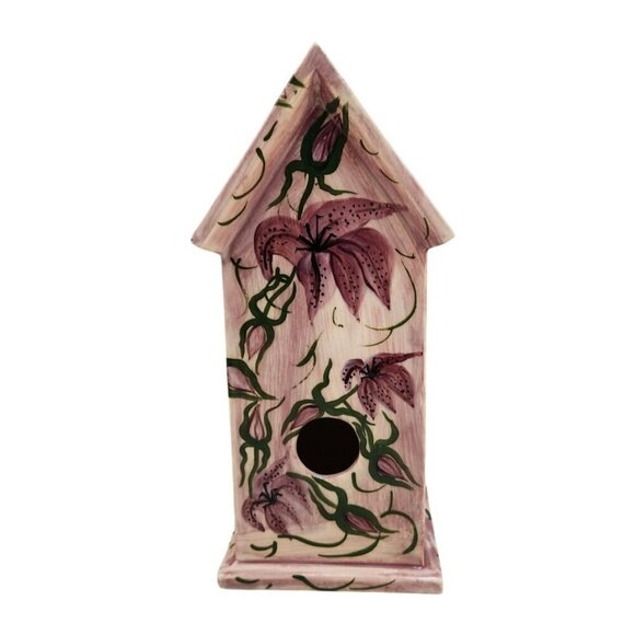 Hand-Painted Ceramic Birdhouse With Floral Design By Visions Of Nature Mary M Co - Picture 12 of 12